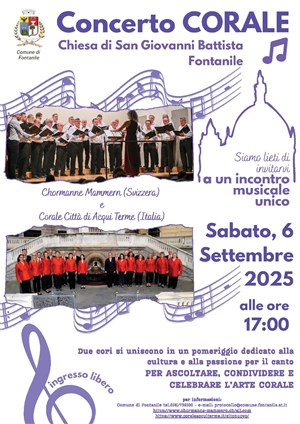 Concerto CORALE sabato 6 settembre 2025 alle ore 17:00