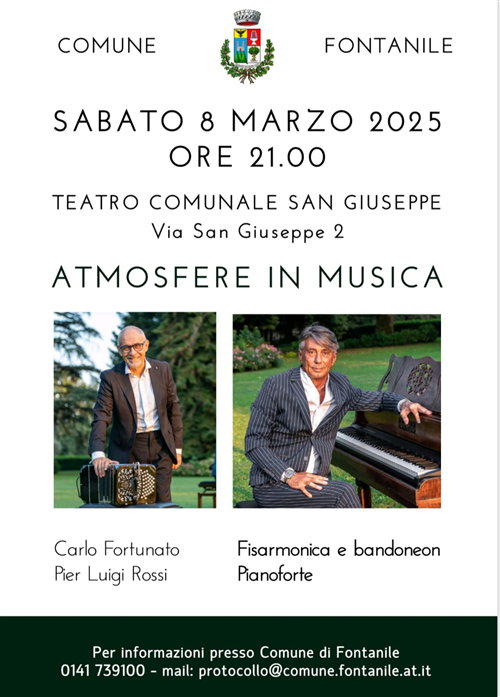 Sabato 08 marzo 2025 ore 21:00 - Teatro Comunale San Giuseppe - Serata musicale "Atmosfere in musica"