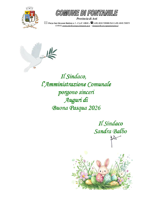 Auguri di una felice e serena Santa Pasqua